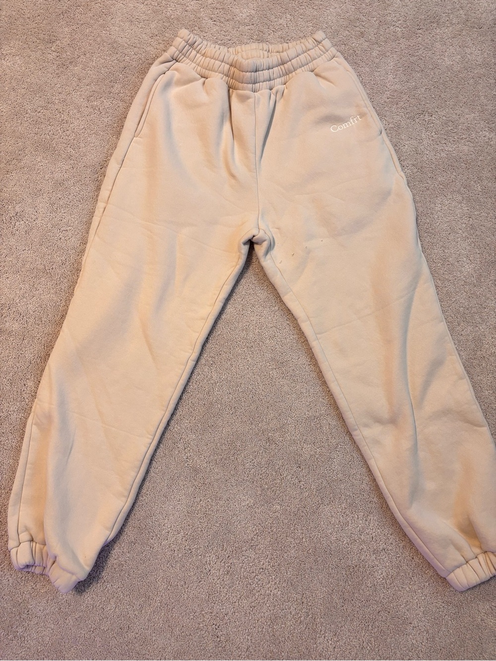 Comfrt Bone Oversized Jogger Sweatpants Cream Fleece Size Medium - Picture 2 of 4